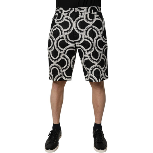 Dolce & Gabbana Black White Linen Bermuda Shorts PAN75724-48