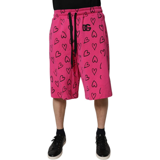 Dolce & Gabbana Pink Cotton Heart Print Bermuda Shorts PAN75740-48