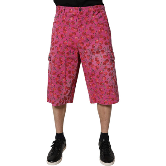Dolce & Gabbana Pink Cherry Print Cargo Cotton Shorts PAN75742-48