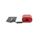 Dolce & Gabbana Red Calfskin Leather Logo Print Flip Holder Airpods Case