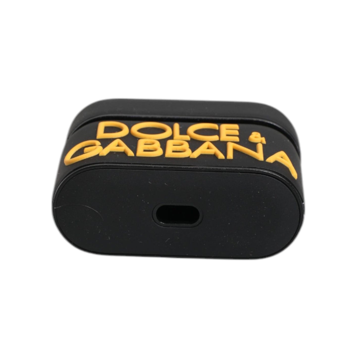 Dolce & Gabbana Black Yellow Silicone Embossed Logo Airpods Case