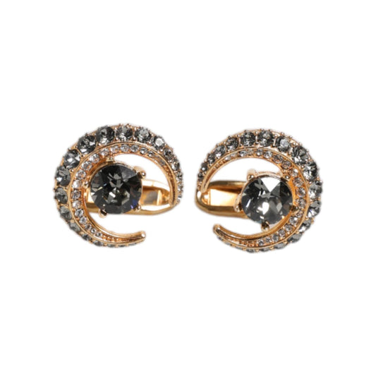 Dolce & Gabbana Brass Gold Black Crystal Luna Cufflink SMY10682