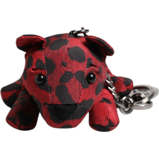 Dolce & Gabbana Red Black Polyester Animal Silhouette Keychain Keyring SMY10698