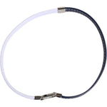Dolce & Gabbana Blue White Leather Trimmed DG Engraved Silver Tone Clasp Bracelet