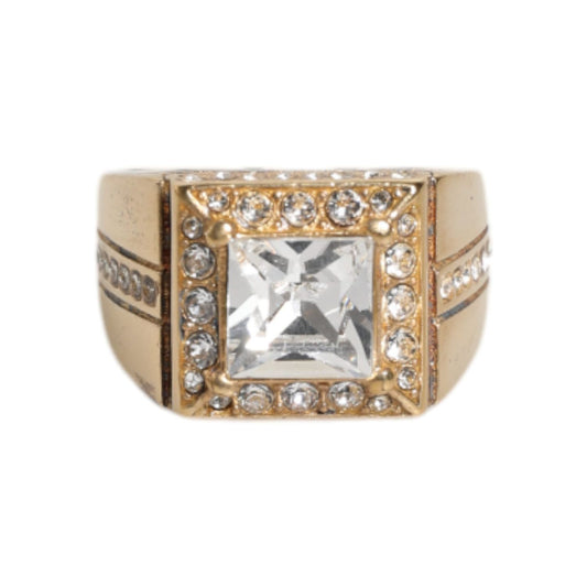 Dolce & Gabbana Gold Tone Sterling Silver 925 Crystals Ring SMY10528-58