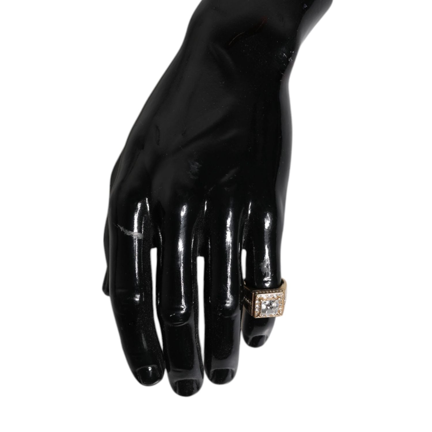 Dolce & Gabbana Gold Tone Sterling Silver 925 Crystals Ring