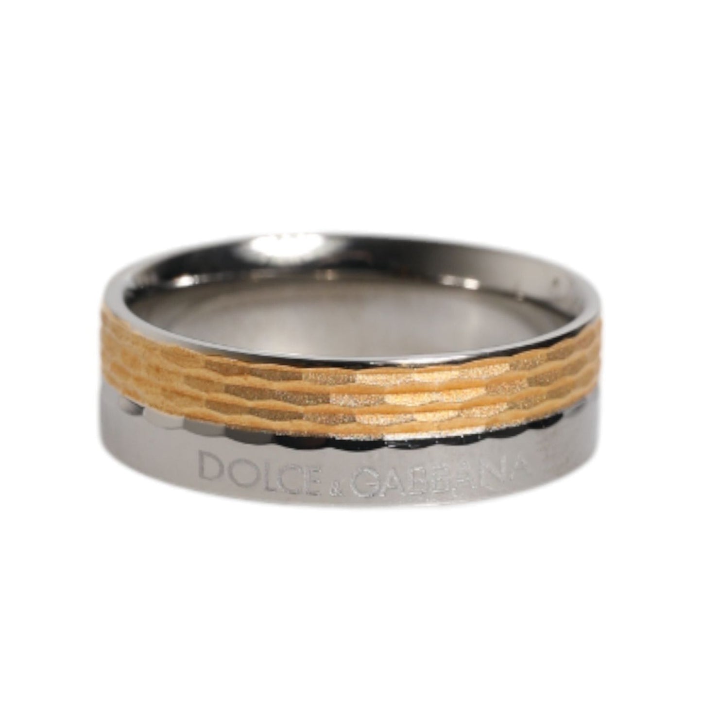 Dolce & Gabbana Gold Silver Tone Real Brass DG Logo Ring SMY10630-64