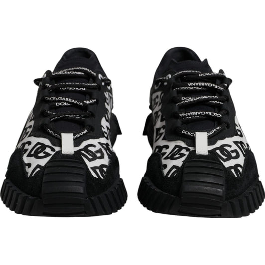 Dolce & Gabbana Black Logo Lace Up Low Top NS1 Sneakers Shoes MV7194-44