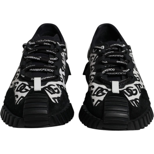 Dolce & Gabbana Black Logo Lace Up Low Top NS1 Sneakers Shoes MV7202-44