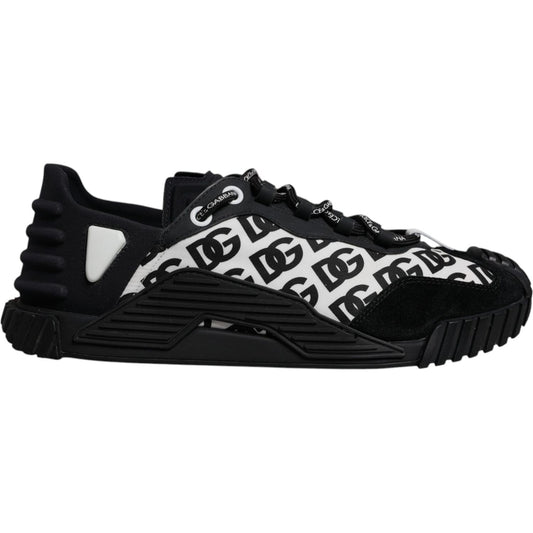 Dolce & Gabbana Black Logo Lace Up Low Top NS1 Sneakers Shoes MV7202-44