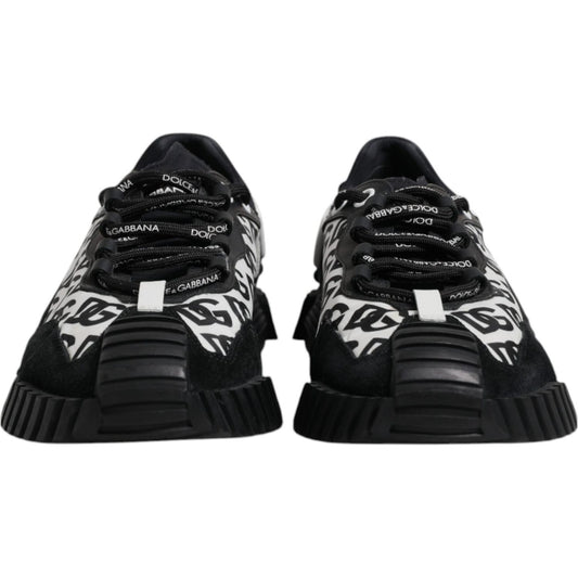 Dolce & Gabbana Black Logo Lace Up Low Top NS1 Sneakers Shoes MV7205-44