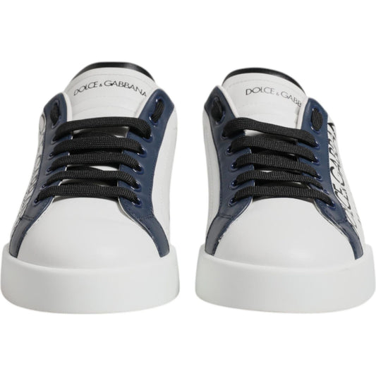 Dolce & Gabbana White Blue Crown Low Top Men Sneakers Shoes MV7246-40