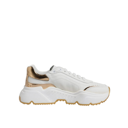 Dolce & Gabbana White Gold Daymaster Low Top Sneakers Shoes LA12516-38