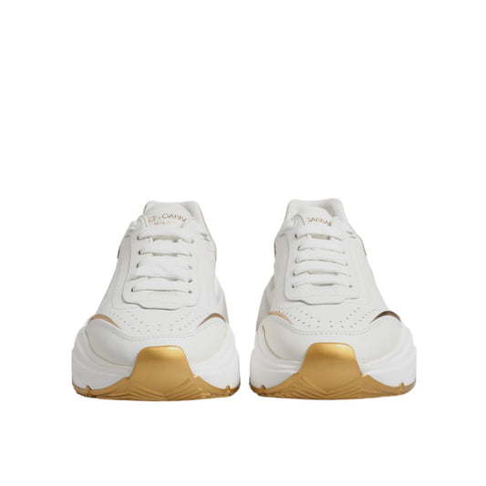 Dolce & Gabbana White Gold Daymaster Low Top Sneakers Shoes LA12517-38.5