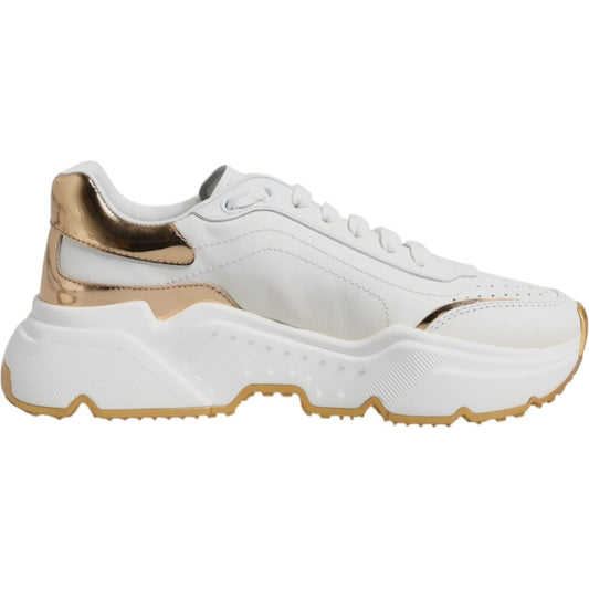 Dolce & Gabbana White Gold Daymaster Low Top Sneakers Shoes LA12518-40