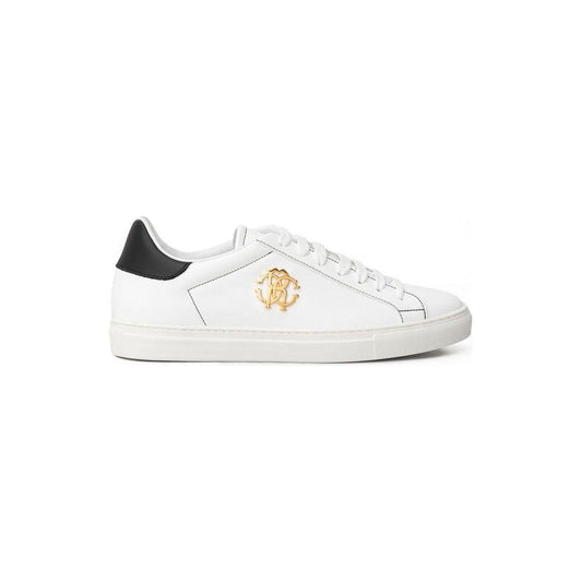 Roberto Cavalli White Leather Sneaker Roberto Cavalli Beige