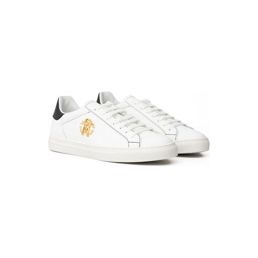 Roberto Cavalli White Leather Sneaker Roberto Cavalli Lavender