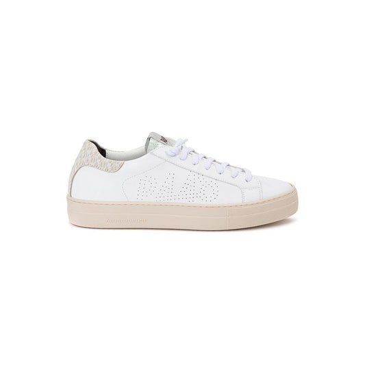 P448 White Leather Sneakers Elegant Casual Footwear P448 Light Gray