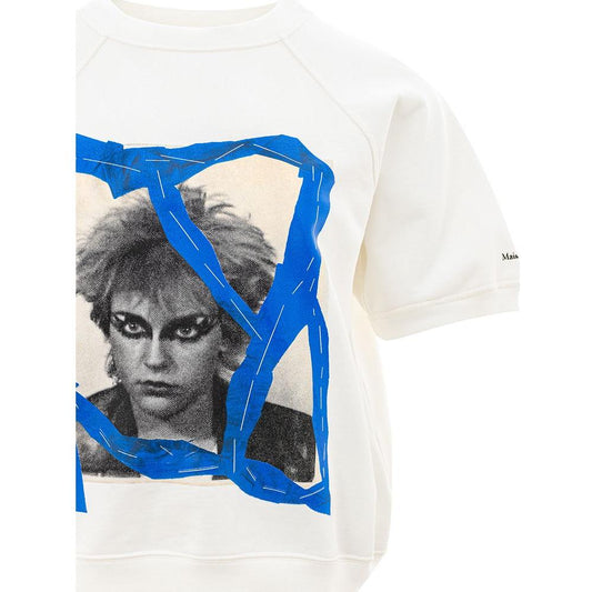 Maison Margiela Chic White Cotton Top for Style Enthusiasts Maison Margiela Dark Slate Blue