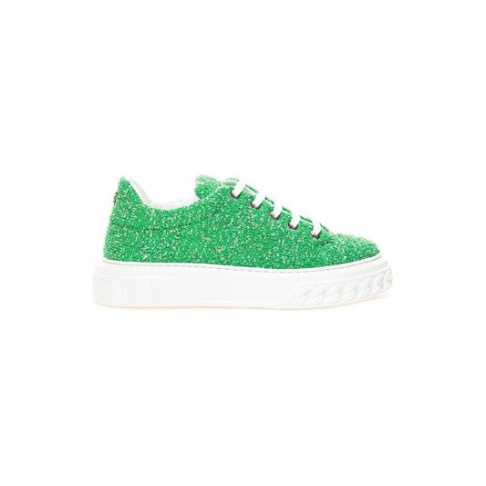 Casadei Green Fabric And Leather Athletic Sneakers Casadei