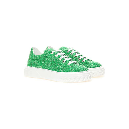 Casadei Green Fabric And Leather Athletic Sneakers Casadei