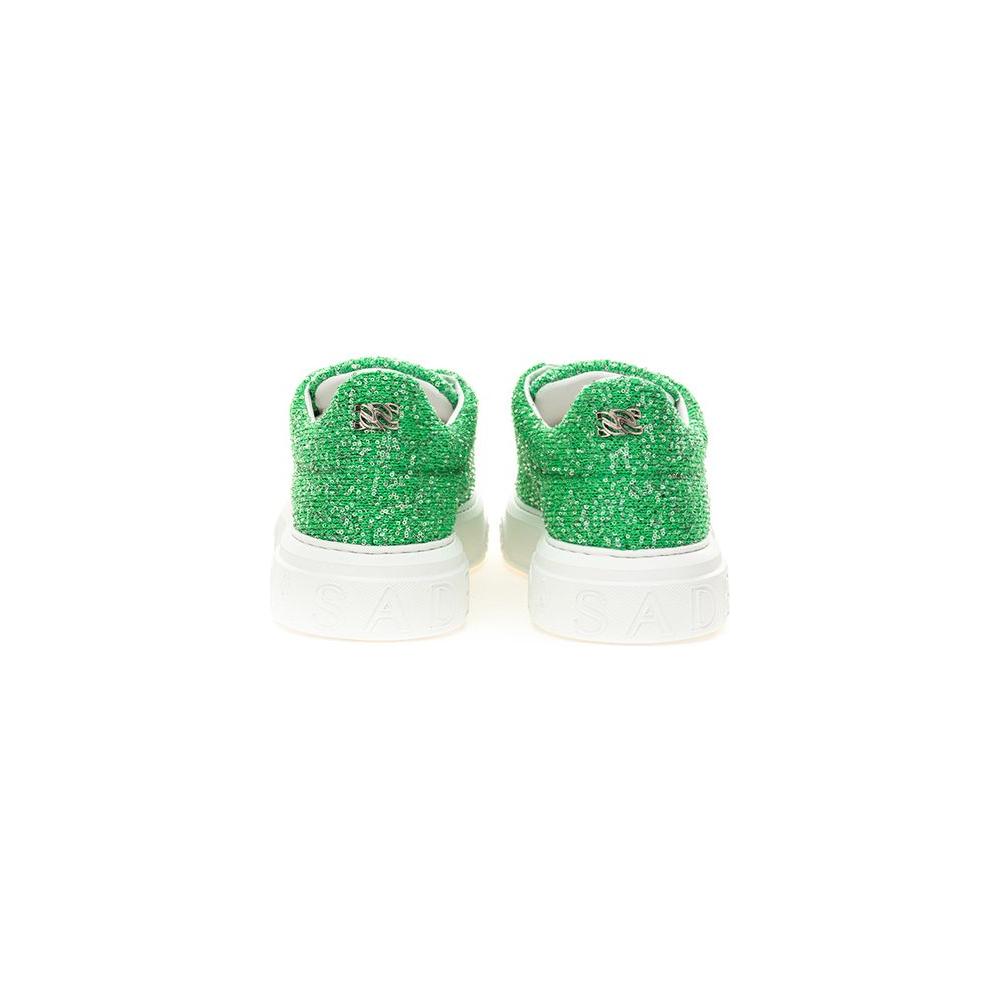 Casadei Green Fabric And Leather Athletic Sneakers Casadei