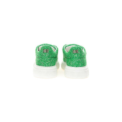 Casadei Green Fabric And Leather Athletic Sneakers Casadei
