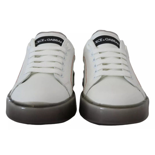 Dolce & Gabbana White Leather Portofino Sneakers Shoes LA10091#1-35.5