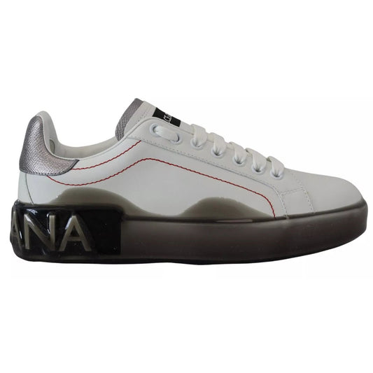 Dolce & Gabbana White Leather Portofino Sneakers Shoes LA10091#1-35.5