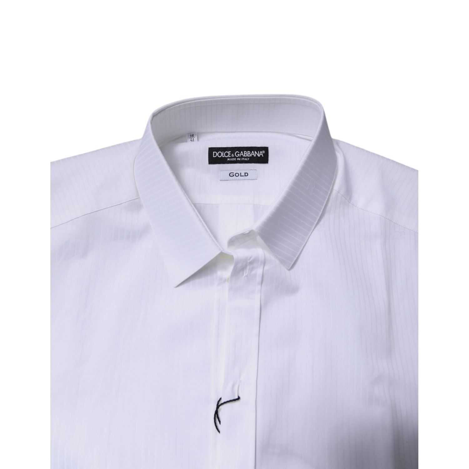 Dolce & Gabbana White Cotton Collared GOLD Dress Formal Shirt