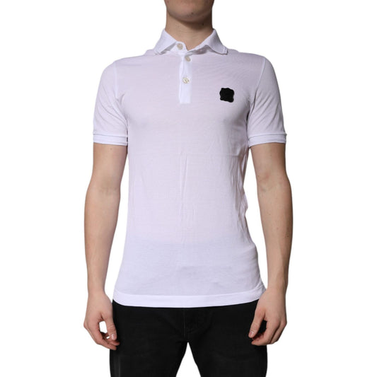 Dolce & Gabbana White Cotton Logo Collared Polo T-shirt TSH86326-44