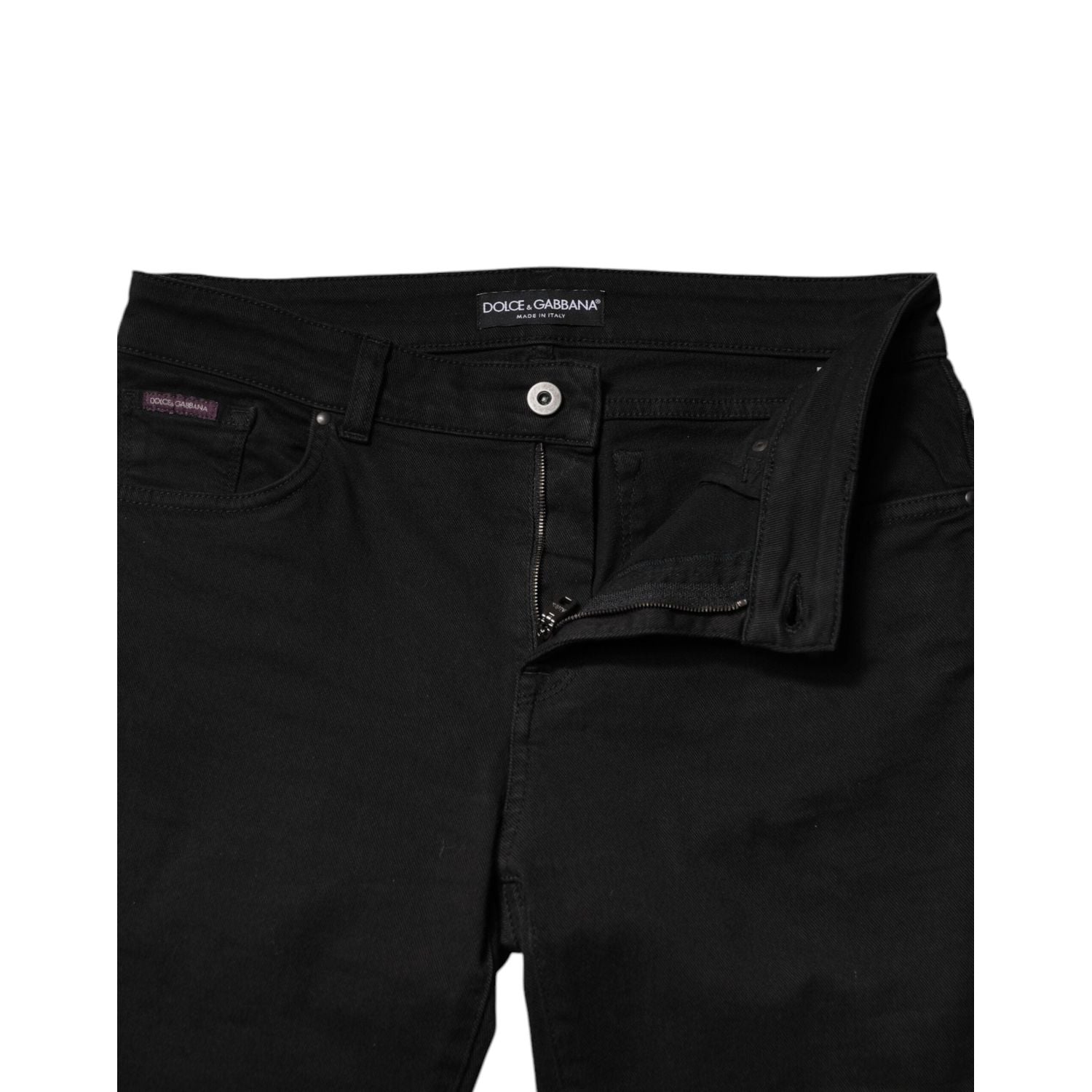 Dolce & Gabbana Black Cotton Mid Waisted Skinny Denim Jeans