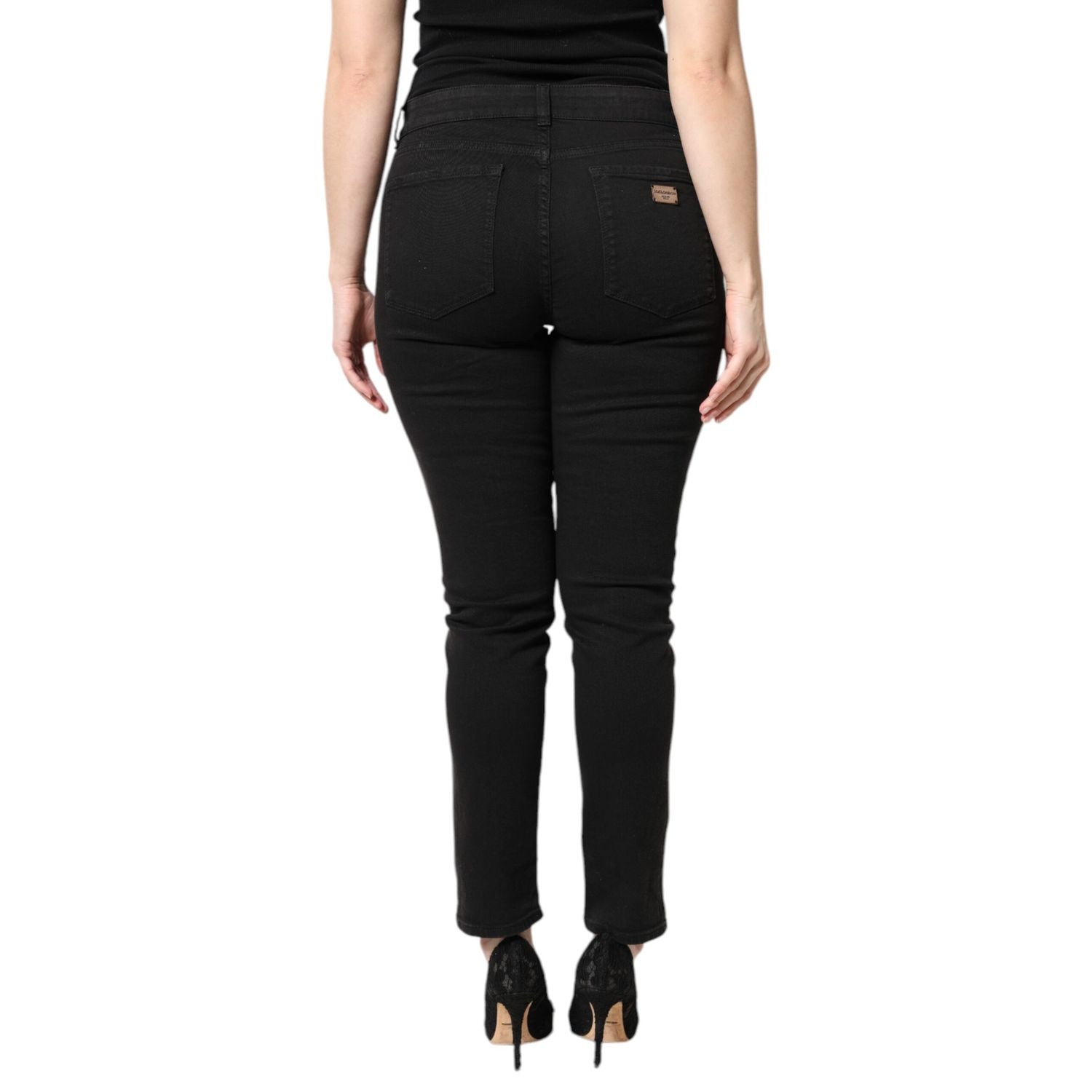 Dolce & Gabbana Black Cotton Mid Waisted Skinny Denim Jeans