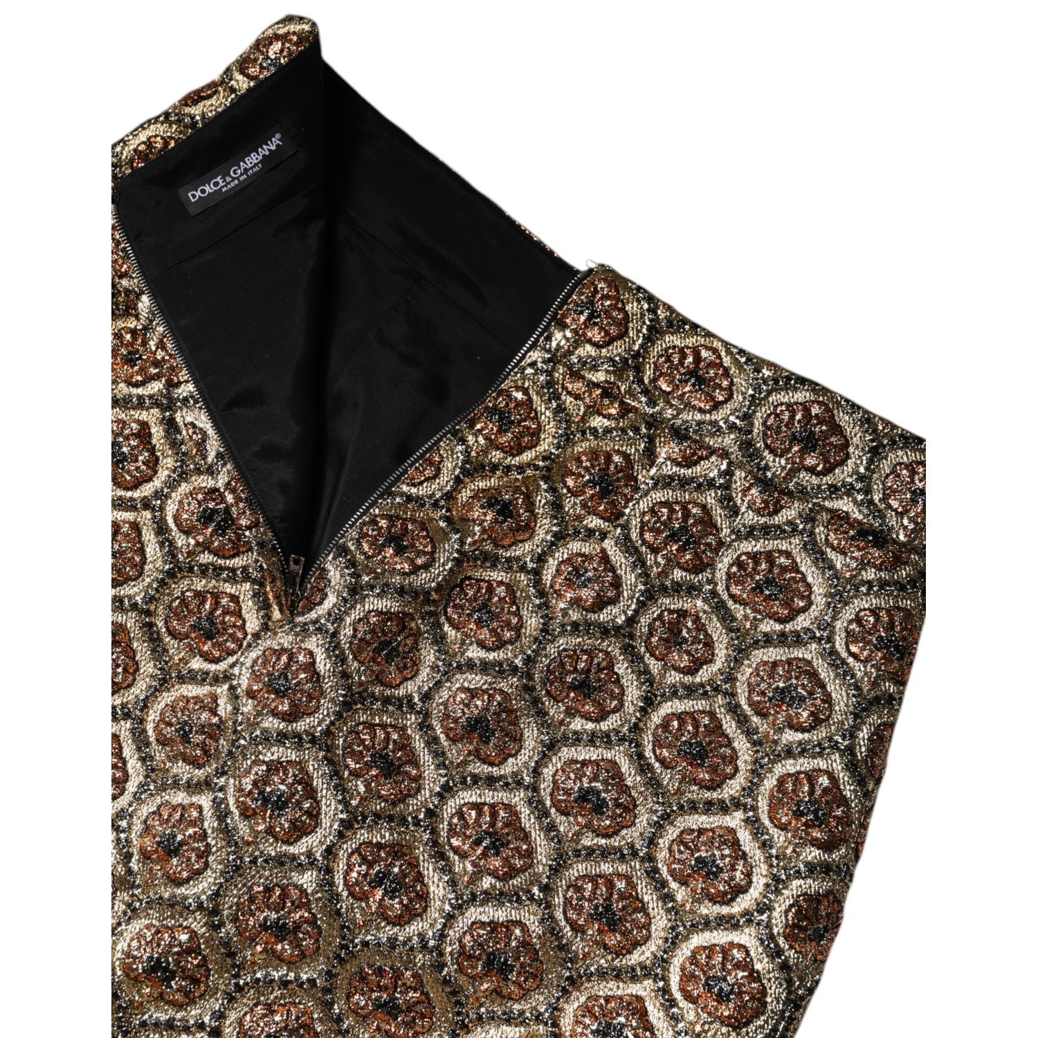 Dolce & Gabbana Brown Polyester Brocade A-line Mini Skirt