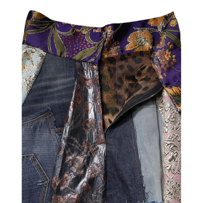 Dolce & Gabbana Multicolor Patchwork High Waisted Midi Skirt