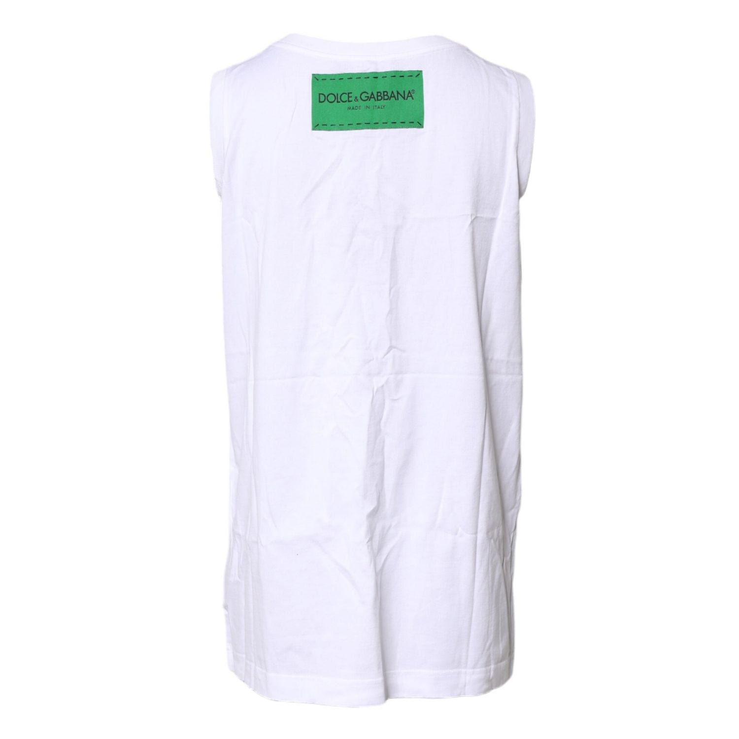 Dolce & Gabbana White Floral Printed Cotton Sleeveless T-shirt