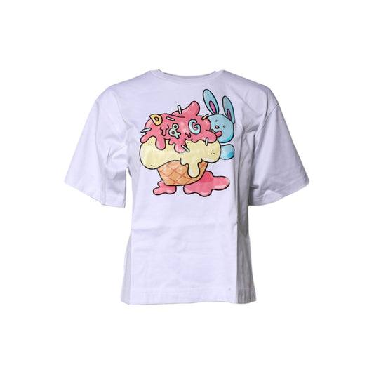 Dolce & Gabbana White Printed Cotton Crew Neck Tee T-shirt TSH86869-36