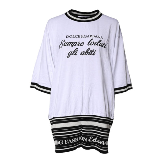 Dolce & Gabbana White Cotton DG Fashion Crew Neck Tee T-shirt TSH86879-42