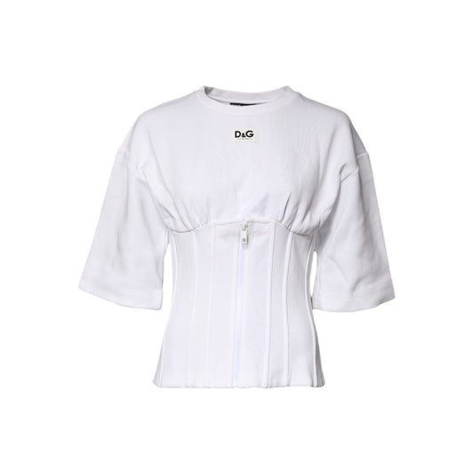 Dolce & Gabbana White Cotton Blend 3/4 Sleeves Blouse Top TSH87024-38