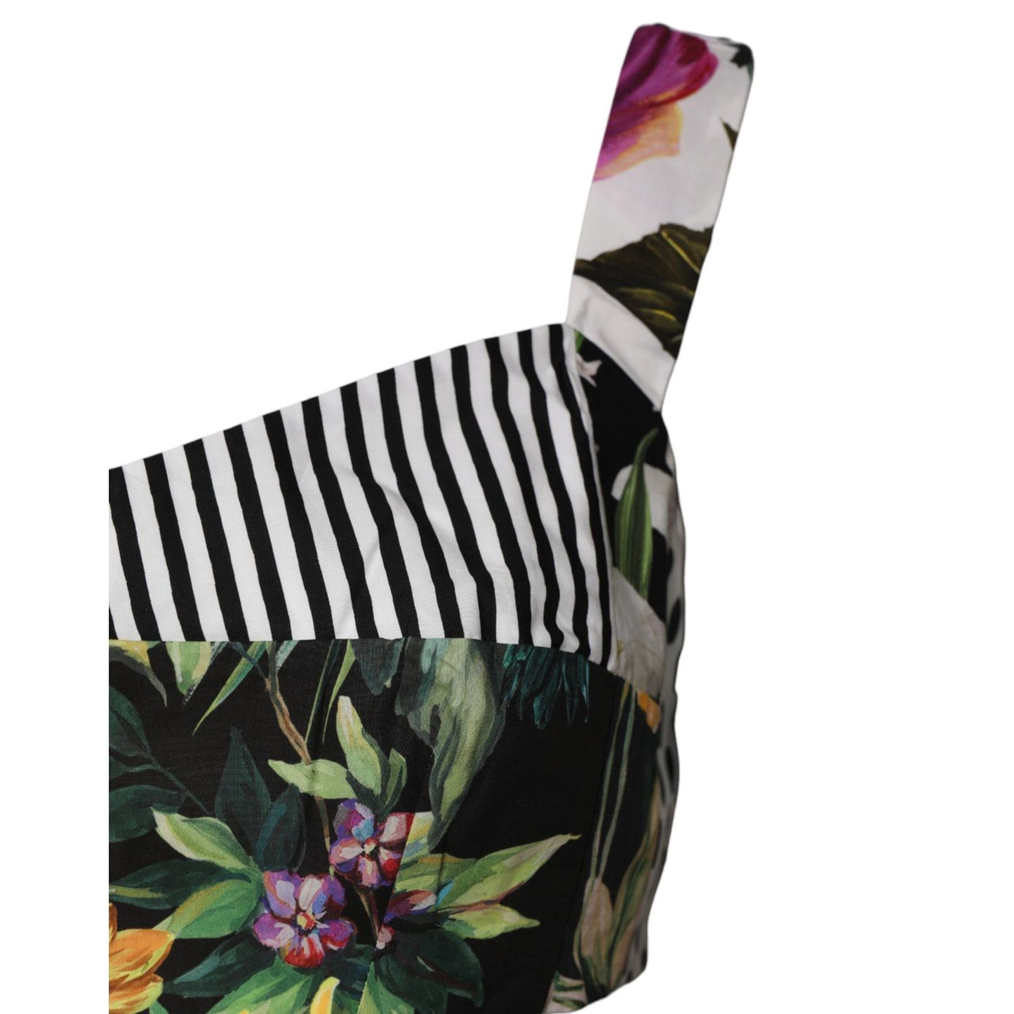 Dolce & Gabbana Multicolor Sweetheart Neck Patchwork Crop Top