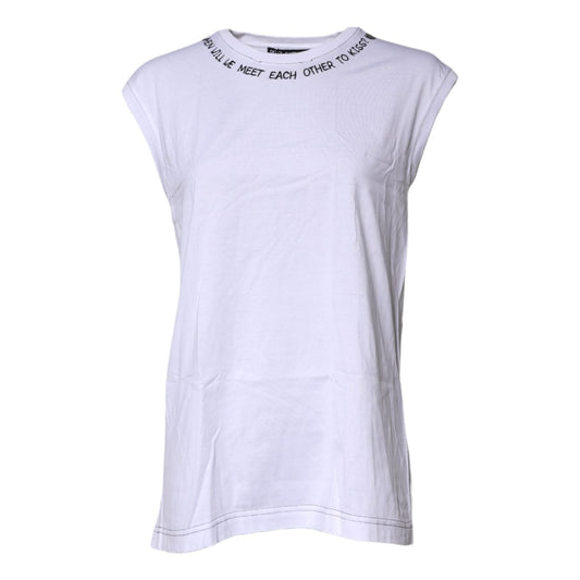 Dolce & Gabbana White Cotton Sleeveless Printed Tank T-shirt TSH87184-38