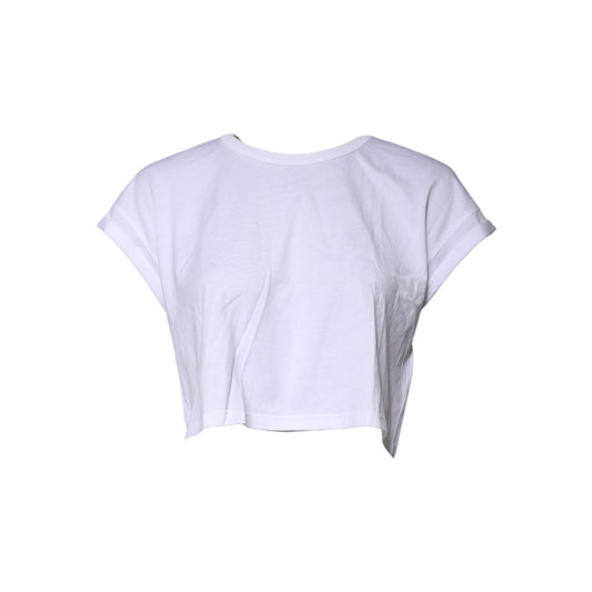 Dolce & Gabbana White Cotton Crew Neck Cropped Top T-shirt TSH87187-38