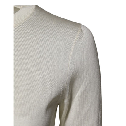 Dolce & Gabbana Cream Short Sleeve Silk Round Neck Blouse Top