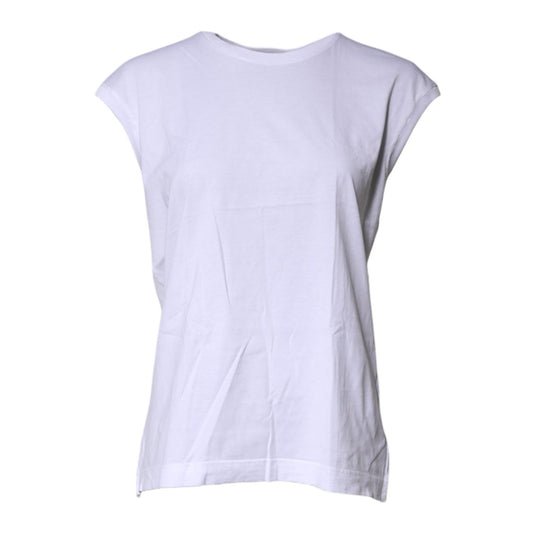 Dolce & Gabbana White Cotton Sleeveless Round Neck Tank Top TSH87269-40