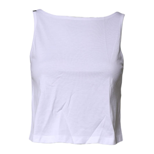 Dolce & Gabbana White Cotton Sleeveless Round Neck Tank Top TSH87272-38
