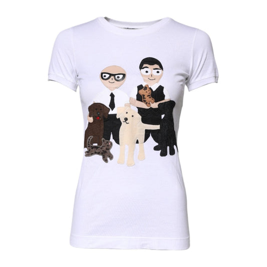Dolce & Gabbana White Cotton #DGFAMILY Embroidery T-shirt TSH87276-36