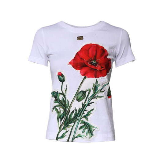 Dolce & Gabbana White Floral Print Cotton Crew Neck T-shirt TSH878648-36