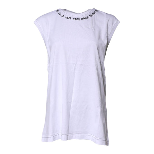 Dolce & Gabbana White Cotton Sleeveless Printed Tank T-shirt TSH878649-40