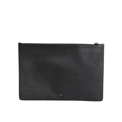 Dolce & Gabbana Black Calfskin Crown Embellished Clutch Pouch Bag