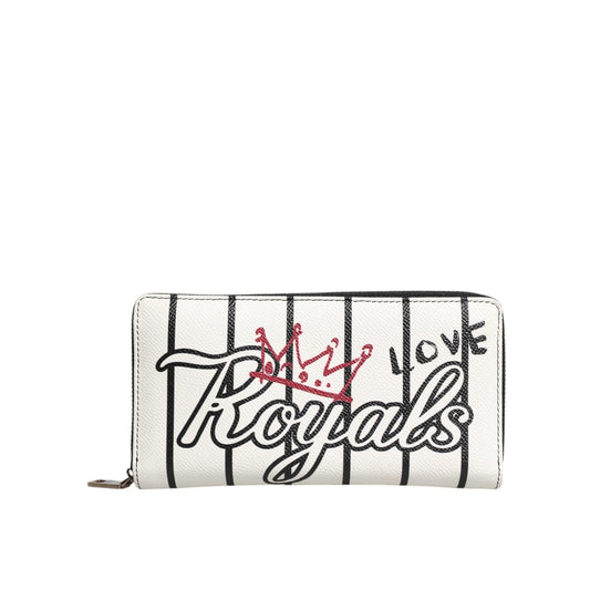 Dolce & Gabbana White Leather DG Crown Royals Continental Zip Around Wallet BAG4627